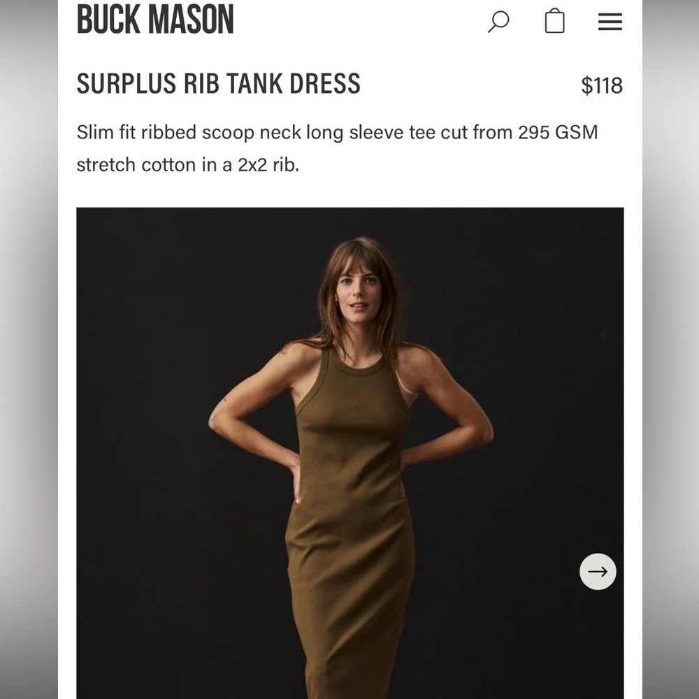Buck Mason ribbed tank dress. Super soft and stretchy, good quality. Size small